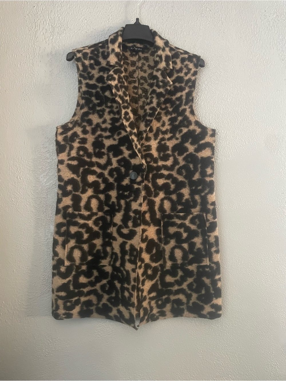 Tribal Leopard Print Longline Vest in Tan and Black